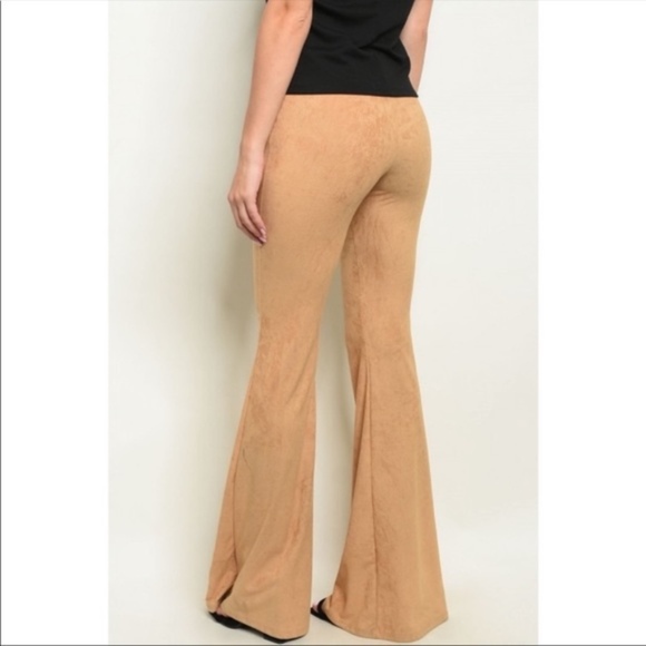 Faux Suede Boho Flared Pants in Taupe - Picture 3 of 3